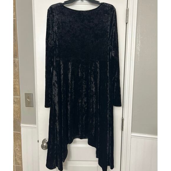 Cosmic Aura Black Velvet Asymmetrical Lace Trim Mini Dress 14/16 (1) Whimsigoth - Picture 11 of 16